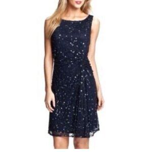 Pisarro Nights Dress Blue 12 Sequin Cruise Wedding Party Holiday Event Sheath
